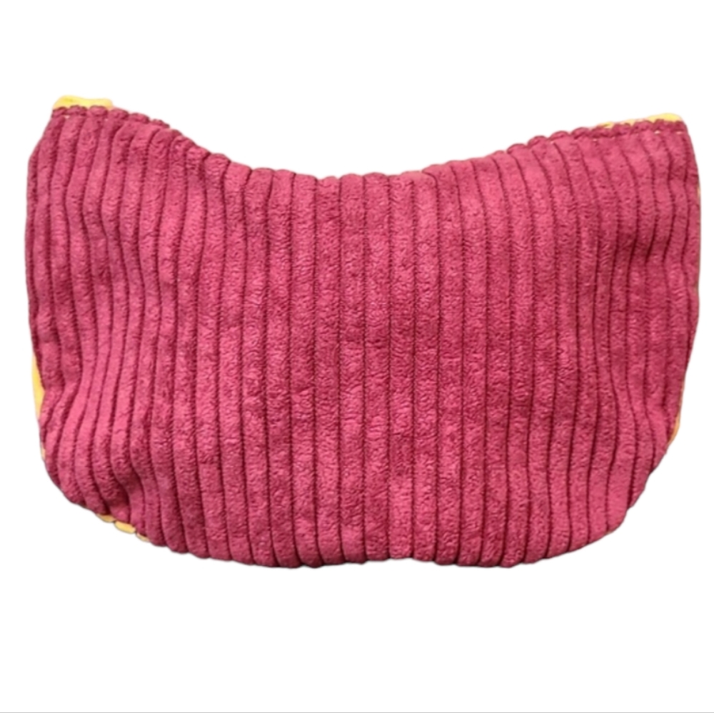 Ipsy Corduroy Makeup Bag Burgundy Yellow NWOT - Picture 2 of 3